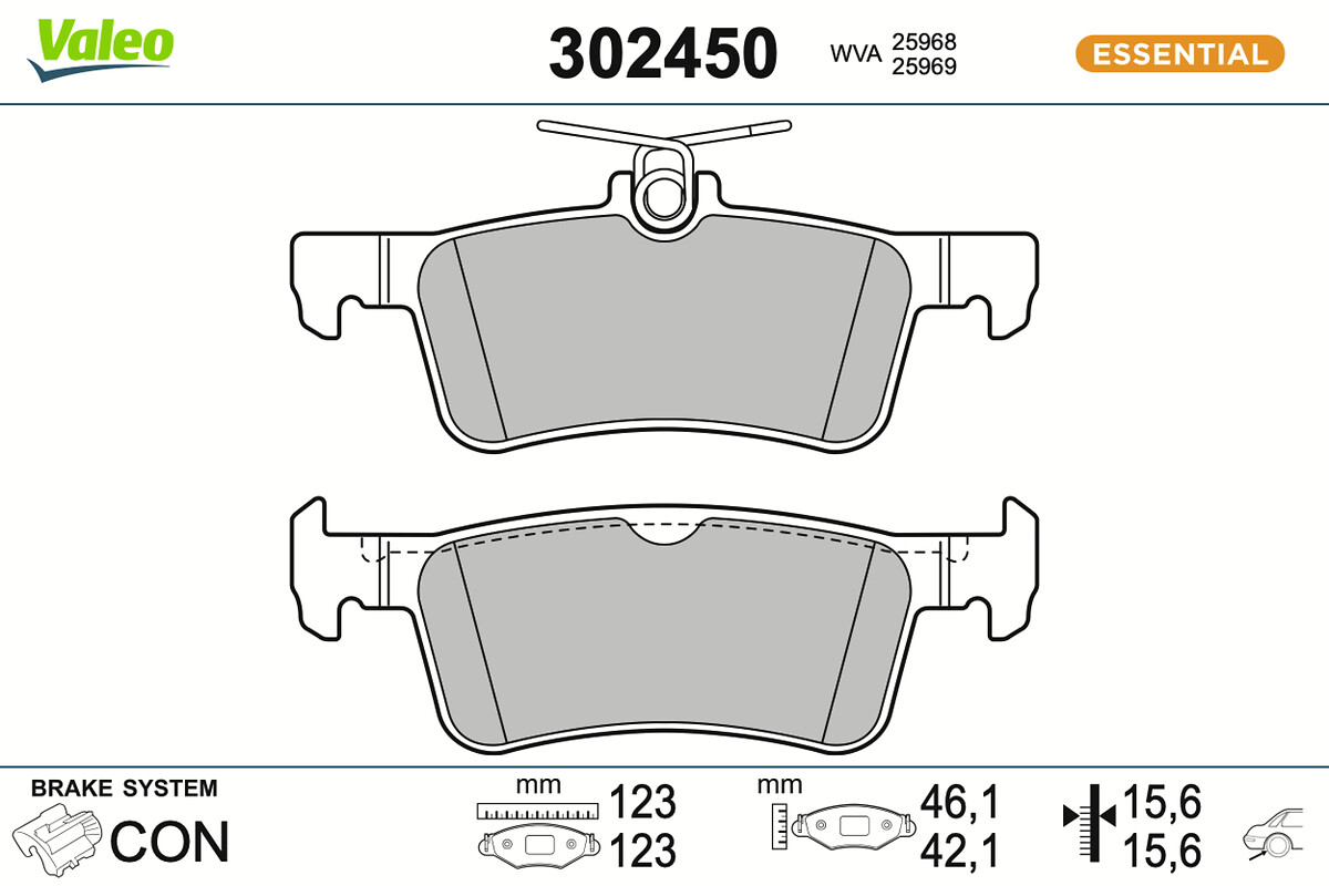Jeu de 4 plaquettes de frein VALEO ref. 302450